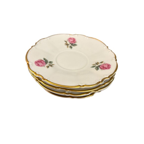 Hutschenreuther Other - Set of 4 Hutschenreuther Selb Bavaria Pasco Plates – 6” Pink Rose & Gold Trim